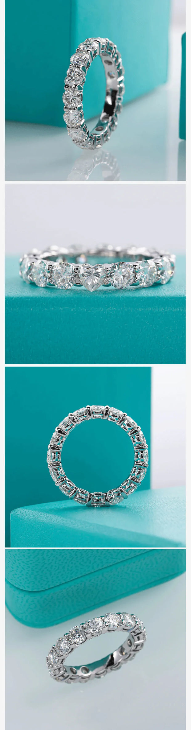 GK Moissanites 4mm D Color Heart Moissanite Wedding Band Ring