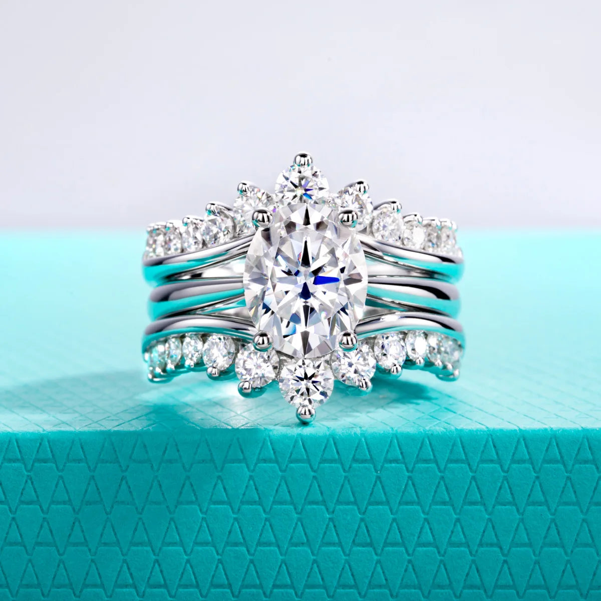 3 CT Oval Cut Moissanite Bridal Set Ring