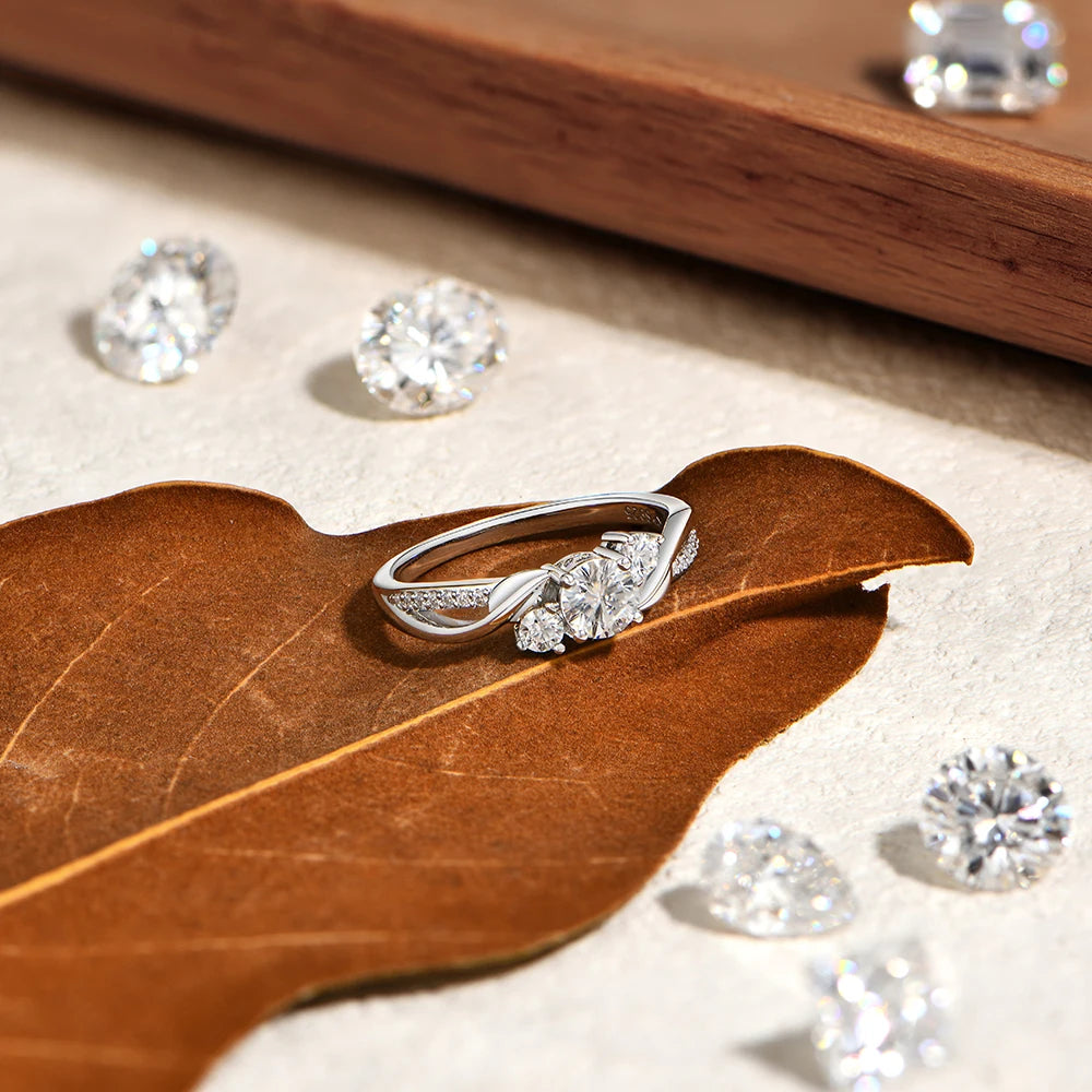 0.5 CT Three-Stone Moissanite Engagement Ring