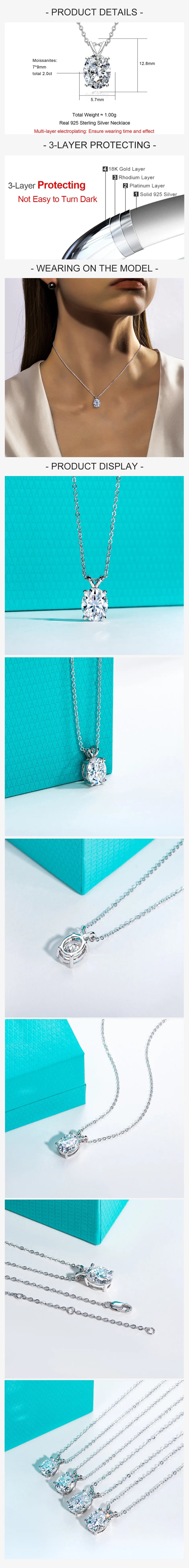 VVS1 D Color Oval Cut Moissanite Pendant Necklace