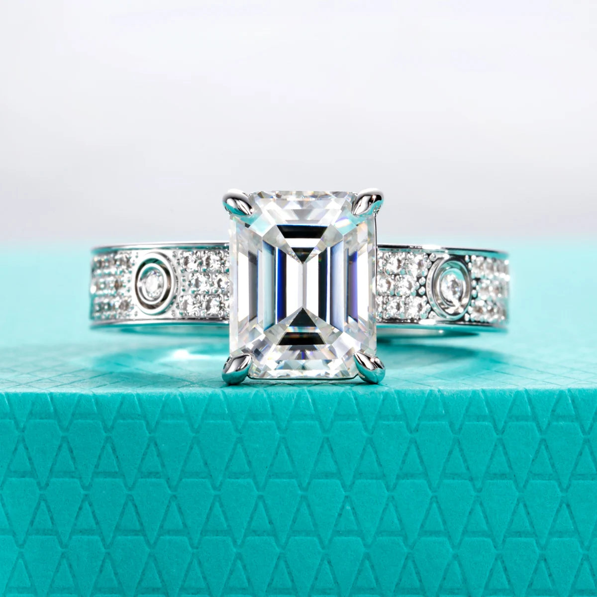 3 CT Moissanite Emerald Cut Engagement Ring