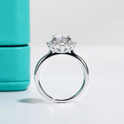 2CT VVS 1 D Color Moissanite Halo Engagement | 18K White Gold Plated.