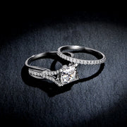 Moissanite Band Rings Engagement Wedding 7MM Princess Cut.