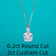 2CT/2.5CT Cushion Cut Moissanite Pendant Necklace