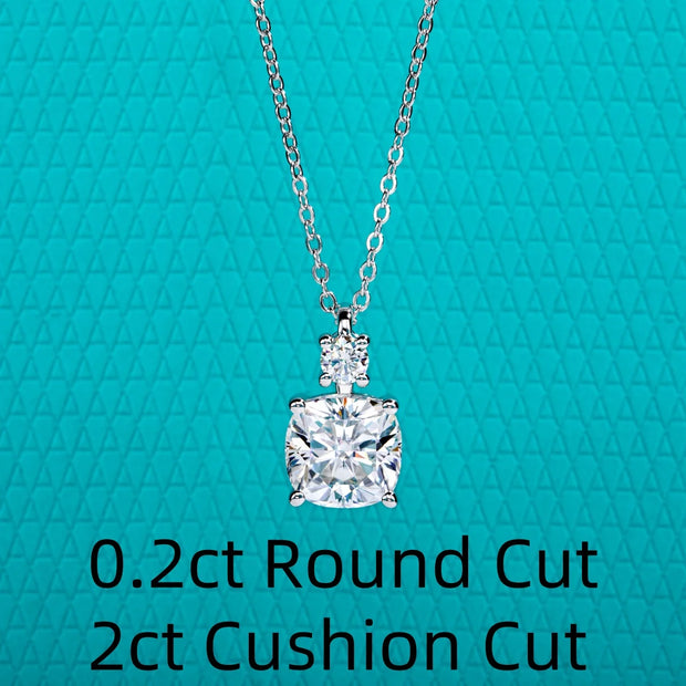 2CT/2.5CT Cushion Cut Moissanite Pendant Necklace