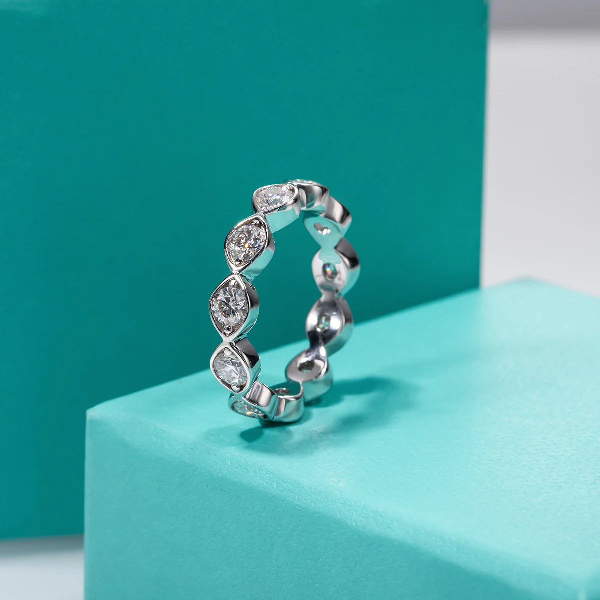 3.5MM D Color Round Cut Moissanite Eternity Band