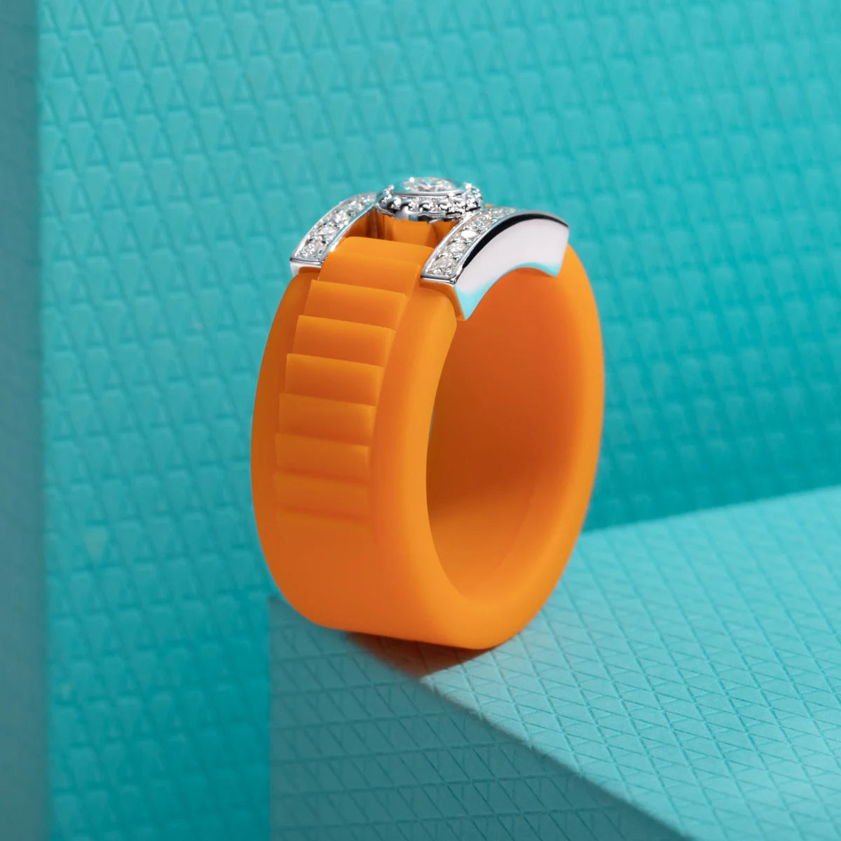 3 MM Round Moissanite Halo Silicone Ring