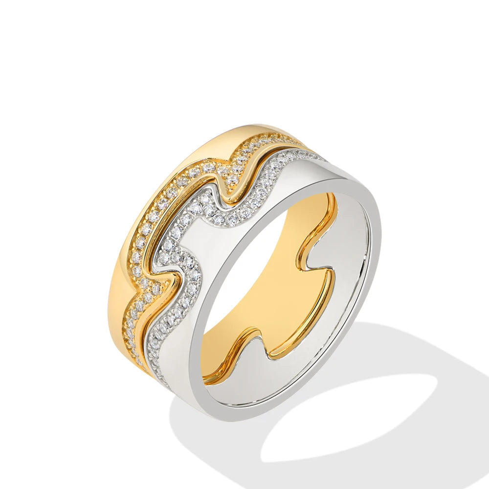 Two-Tone Wave Moissanite Statement Ring