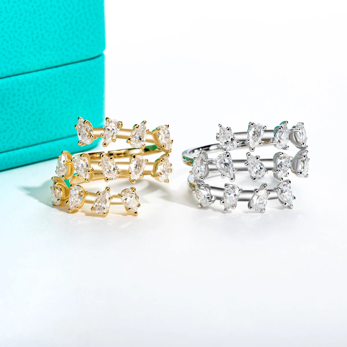 3.9 CTTW Pear Cut Moissanite Wedding Band