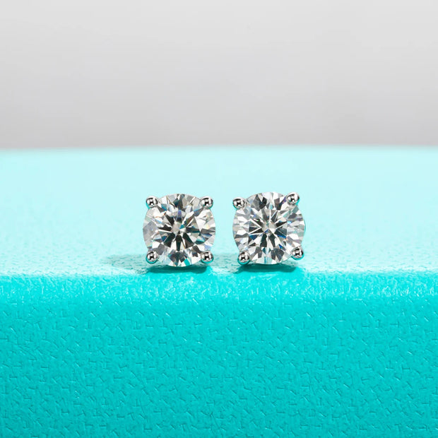 10K Gold Moissanite Stud Earrings – 4/3/2/1.6/1/0.6ct.