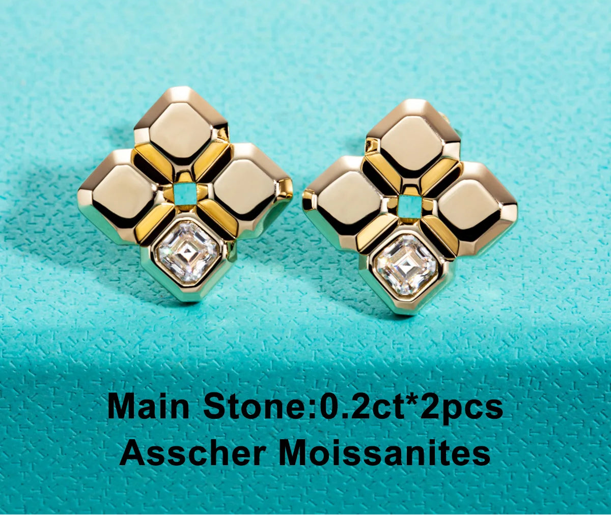 VVS1 Asscher Cut Moissanite Stud Earrings