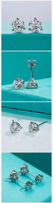 2cttw D Color Moissanite Diamond Stud Earrings.