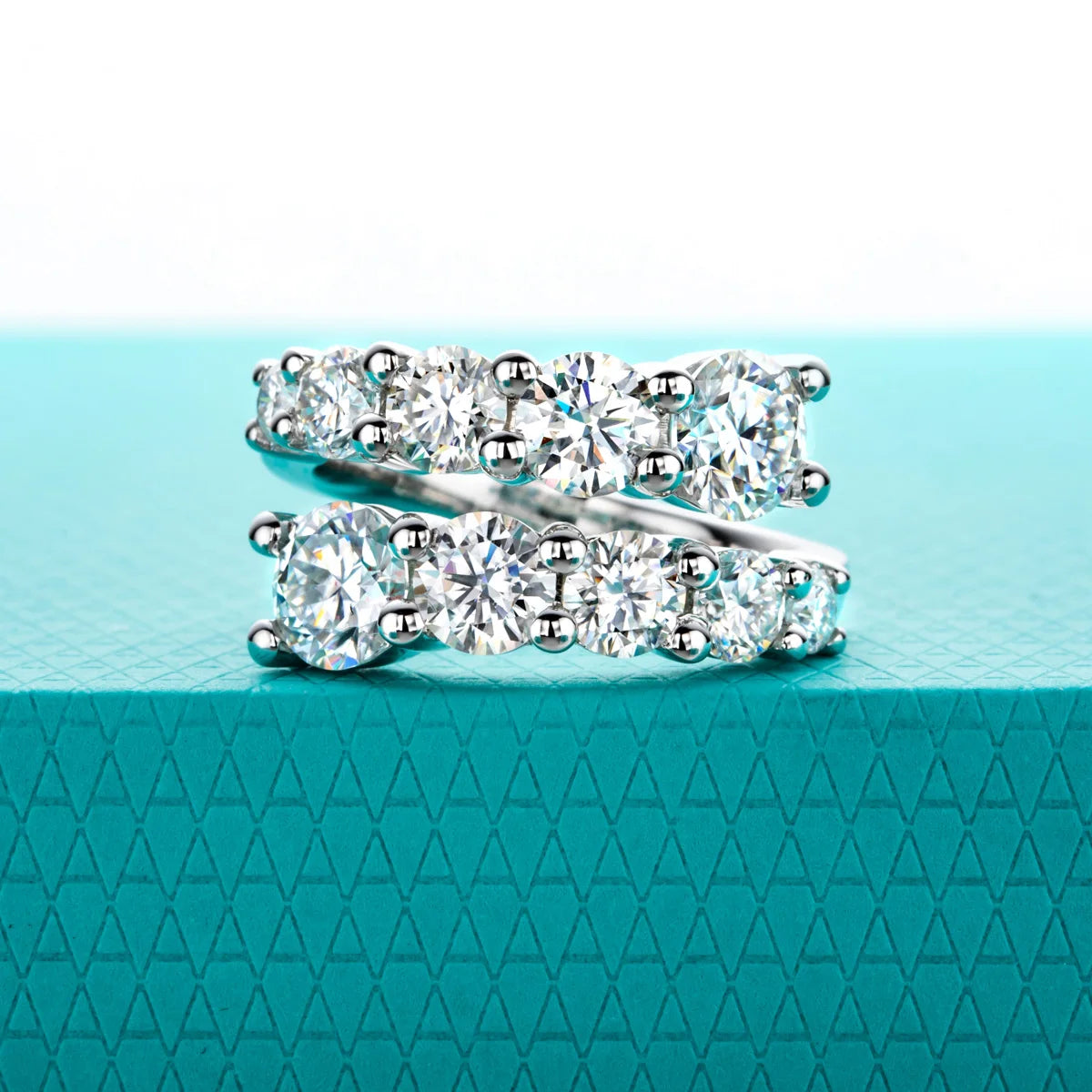 4.2 CTTW Round Cut Moissanite Engagement Band Ring