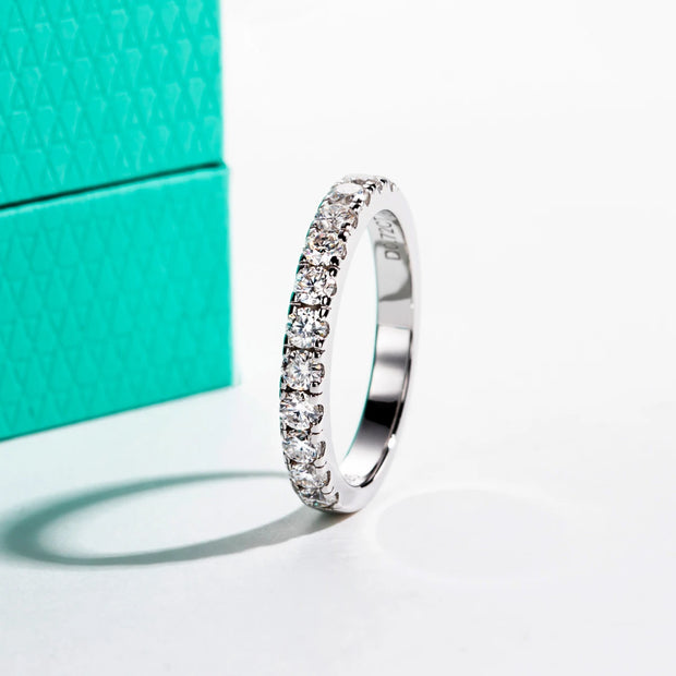 GK Moissanites 2.5mm 0.72cttw D Color Moissanite Half Band Ring