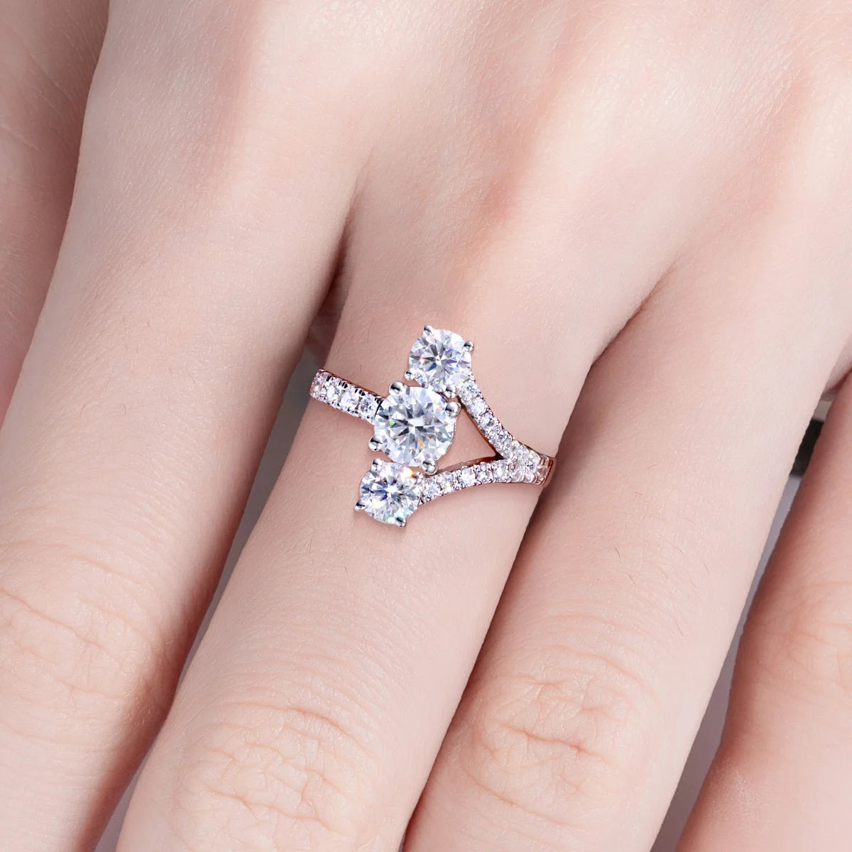 2.36 CTTW Three Stone Moissanite Engagement Ring