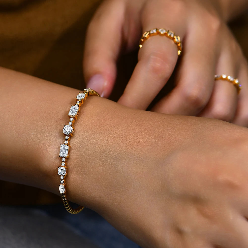 5.0 mm VVS1 D Color Brilliant Cut Moissanite Bracelet | S925.