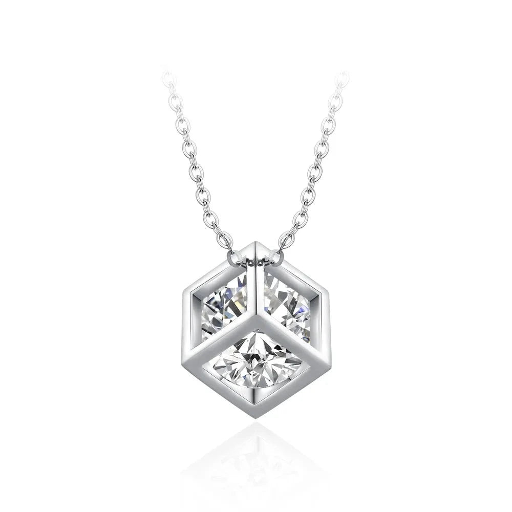 4CT D Color Square Shaped Moissanite Necklace | S925.