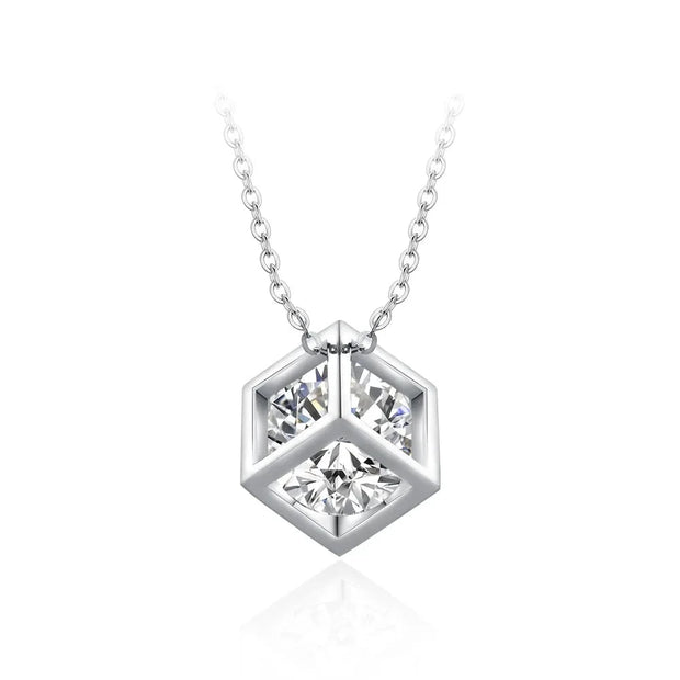 4CT D Color Square Shaped Moissanite Necklace | S925.