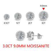 3.0CT VVS1 D Color Round Cut Moissanite Stud Earrings.