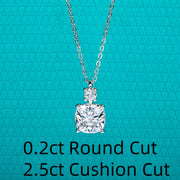 2CT/2.5CT Cushion Cut Moissanite Pendant Necklace