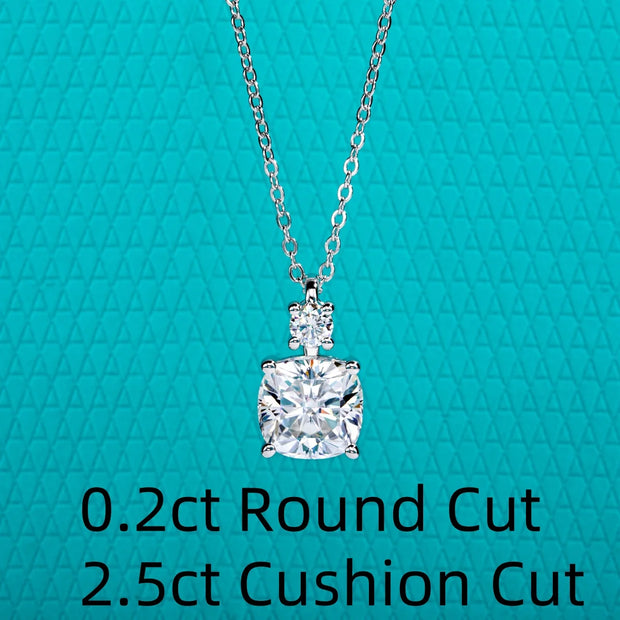 2CT/2.5CT Cushion Cut Moissanite Pendant Necklace