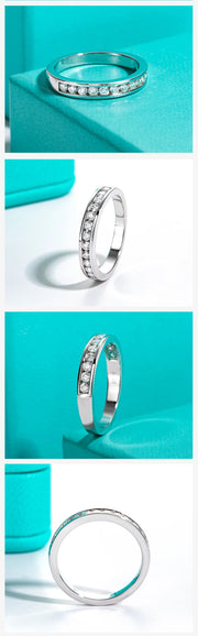 GK Moissanites 2mm Round Cut D Color Moissanite Wedding Band