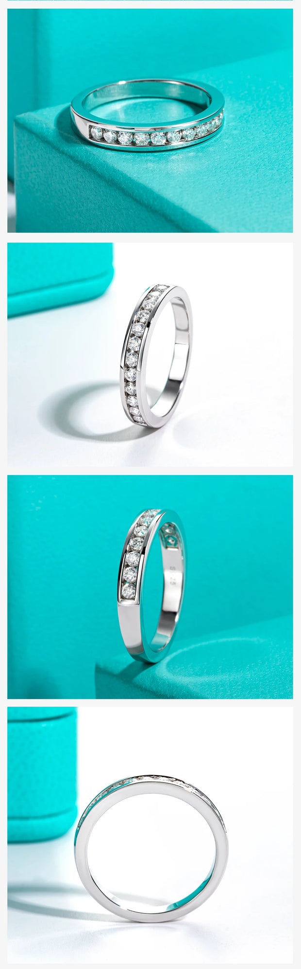 GK Moissanites 2mm Round Cut D Color Moissanite Wedding Band