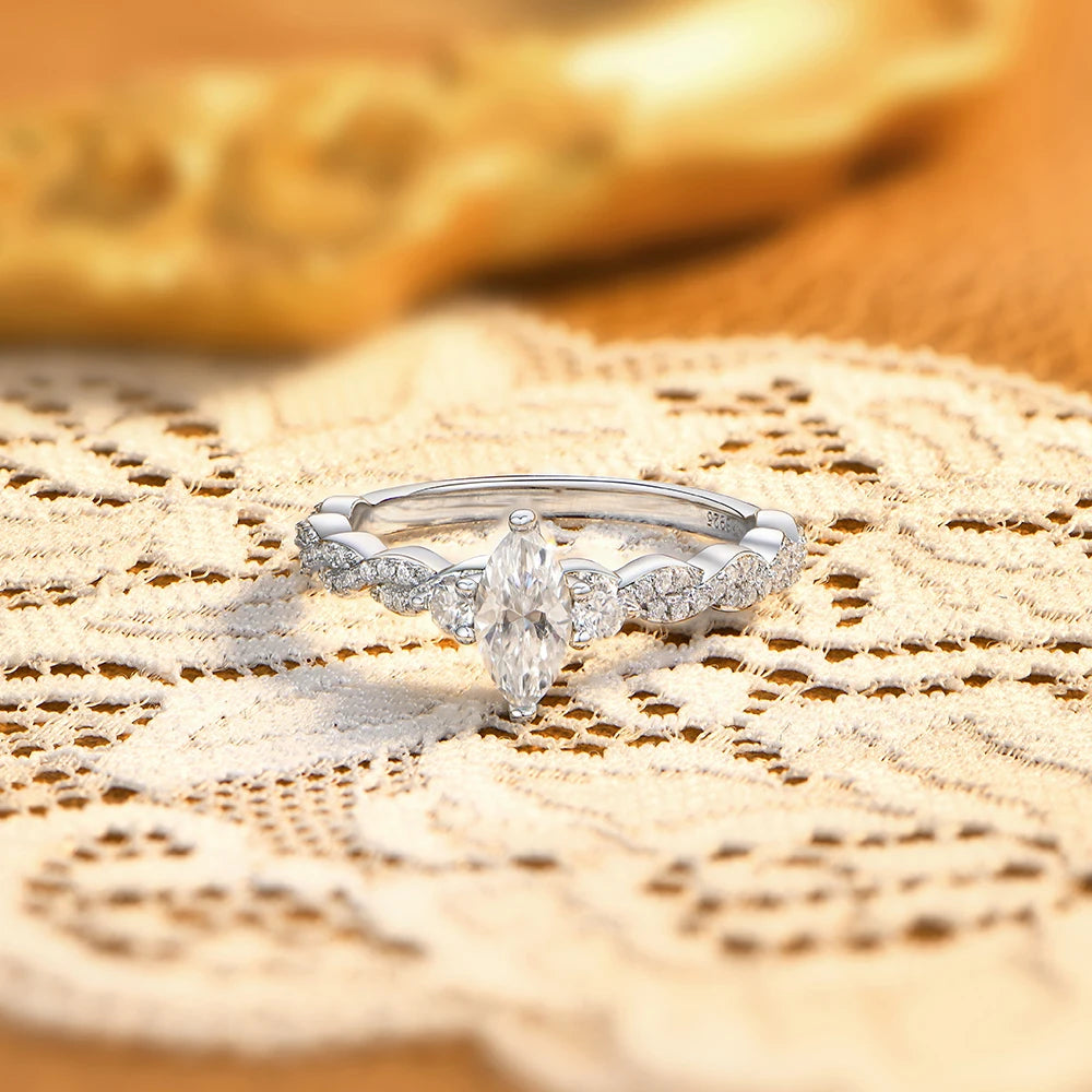0.5 CT Marquise Cut Moissanite Promise Ring