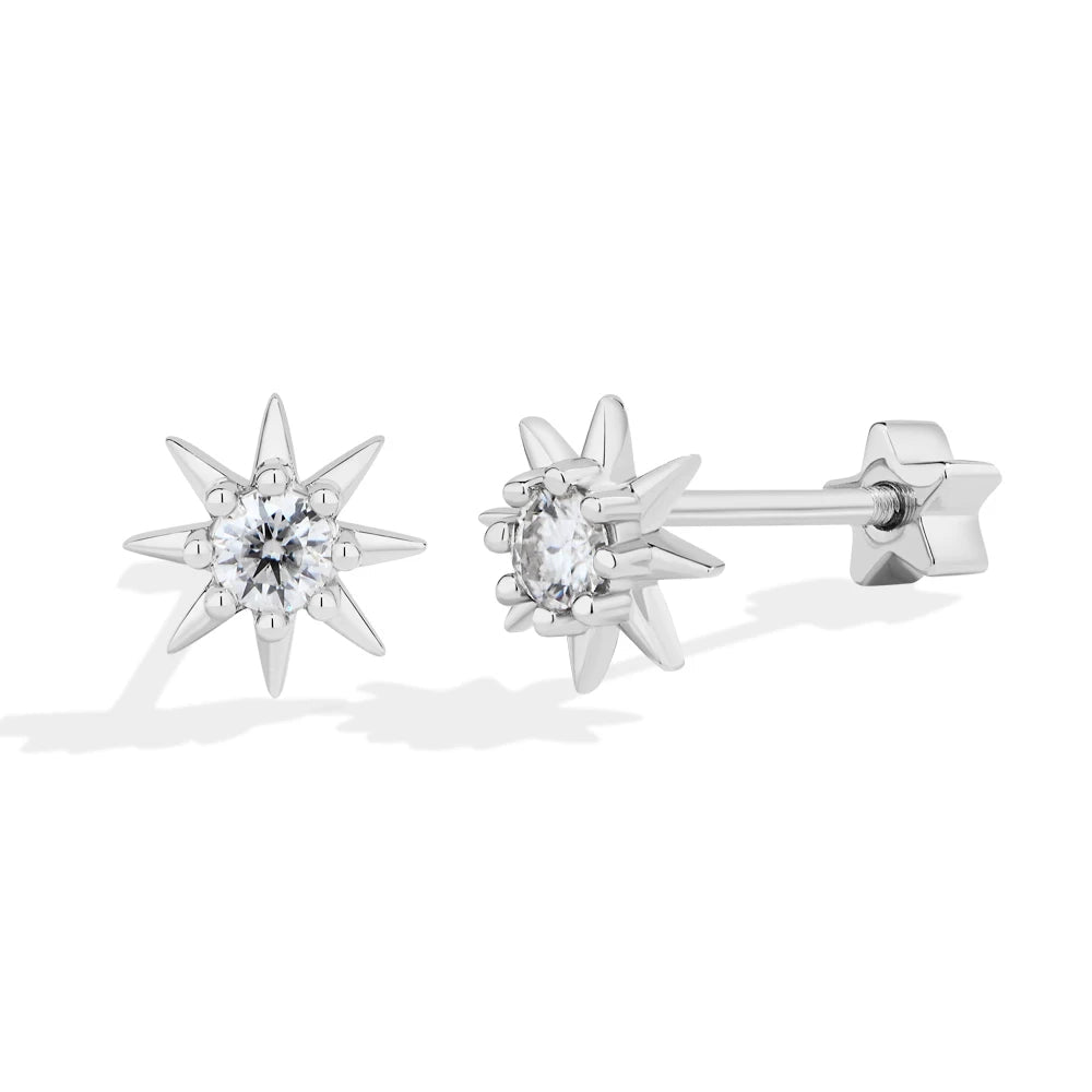 VVS1 D Color Moissanite Starburst Stud Earrings