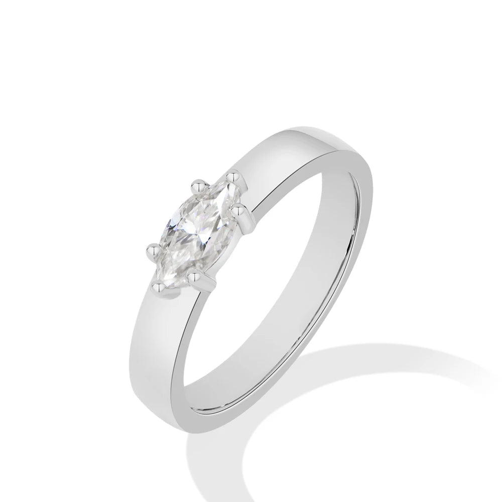0.5 CT Marquise Cut Moissanite Solitaire Ring