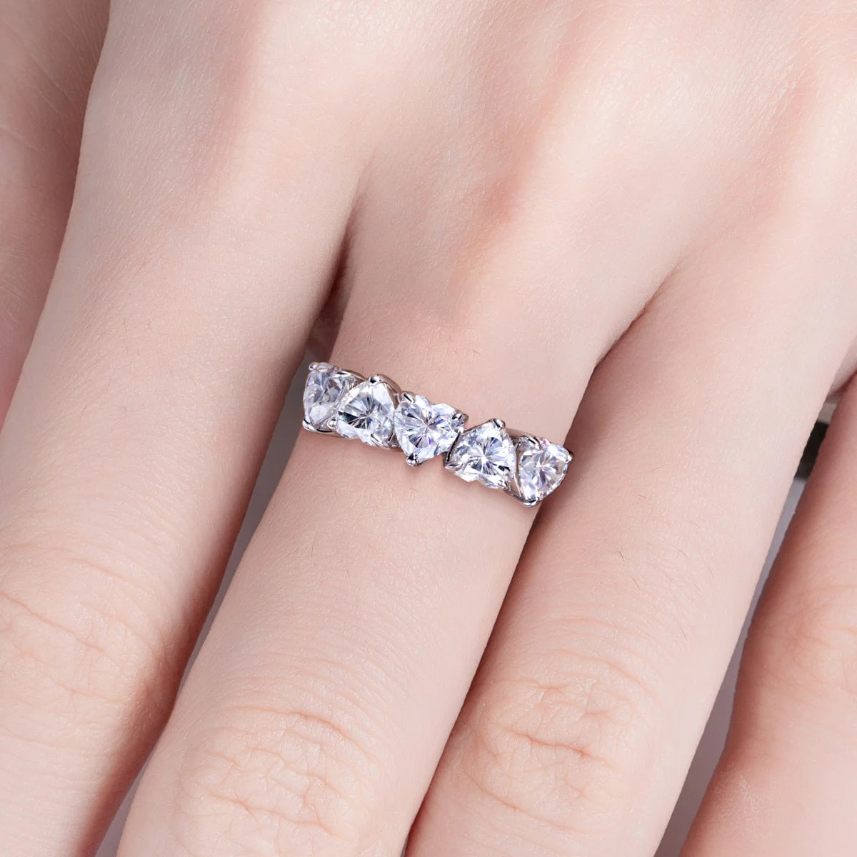 2.5 CTTW Heart Cut Moissanite Wedding Band