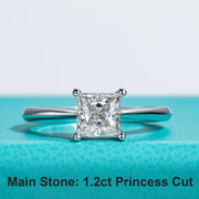 1.2CT Princess Cut D Color Moissanite Engagement Ring.