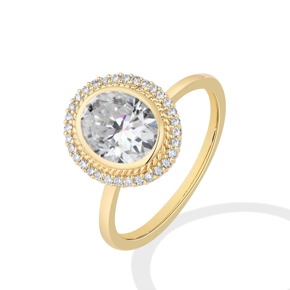 2 CT Oval Cut Halo Moissanite Engagement Ring