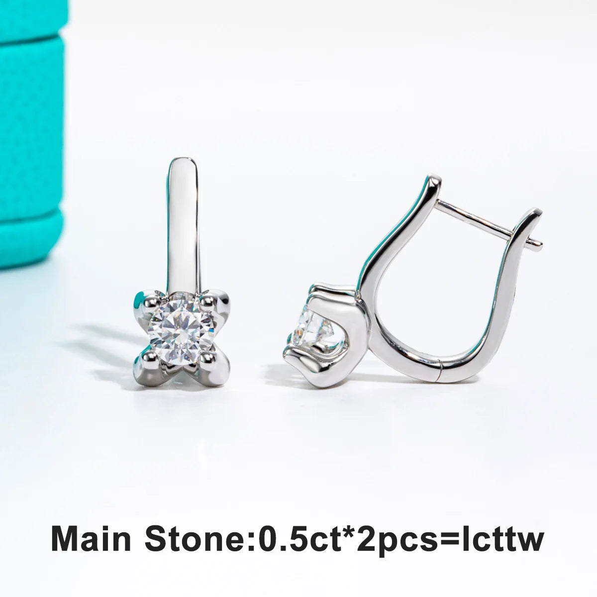 1cttw Moissanite Huggie Earrings - 925 Sterling Silver D Color Lab Created Diamond Hoop Earrings for Women.