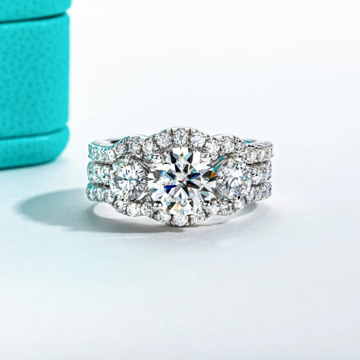 GK Moissanites 3.7cttw D Color Moissanite Bridal Set