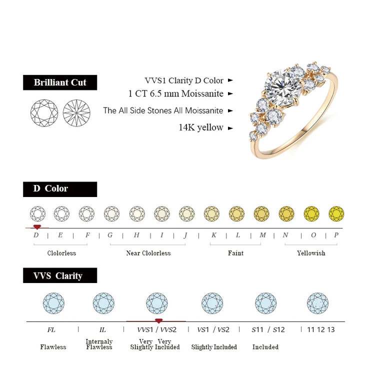 1CT Brilliant Cut Handmade Moissanite Promise Ring.