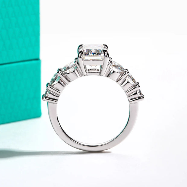 GK Moissanites 3ct Emerald Cut D Color Moissanite Engagement Ring
