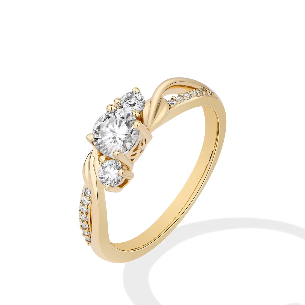 0.5 CT Three-Stone Moissanite Engagement Ring
