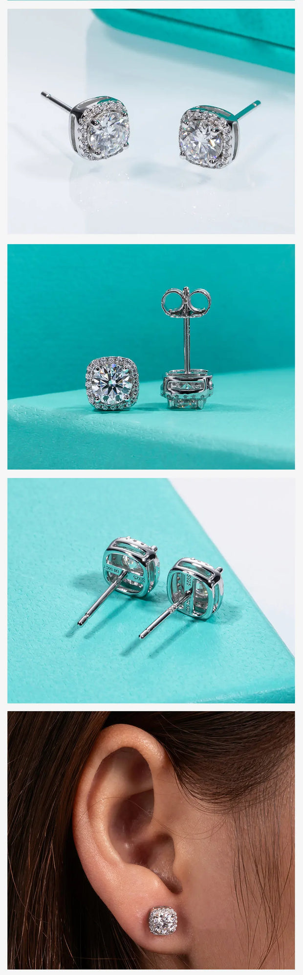 5mm 1cttw D Color Moissanite Stud Earrings.