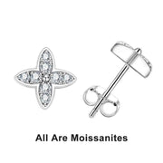 1.5mm D Color Moissanite Cross Stud Earrings.