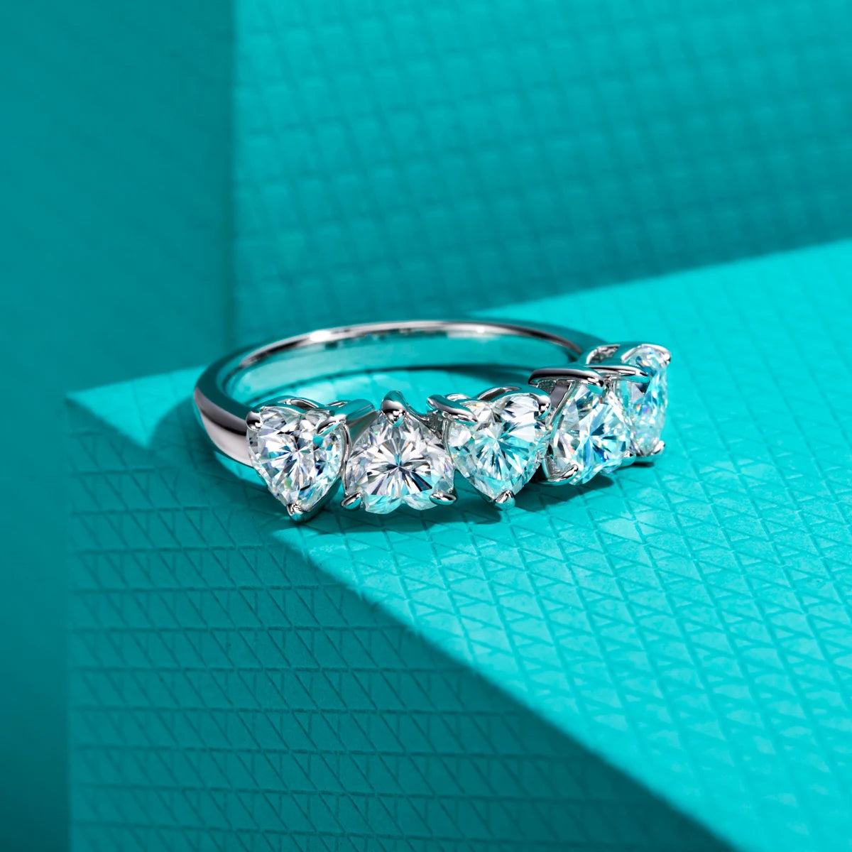 2.5 CTTW Heart Cut Moissanite Wedding Band