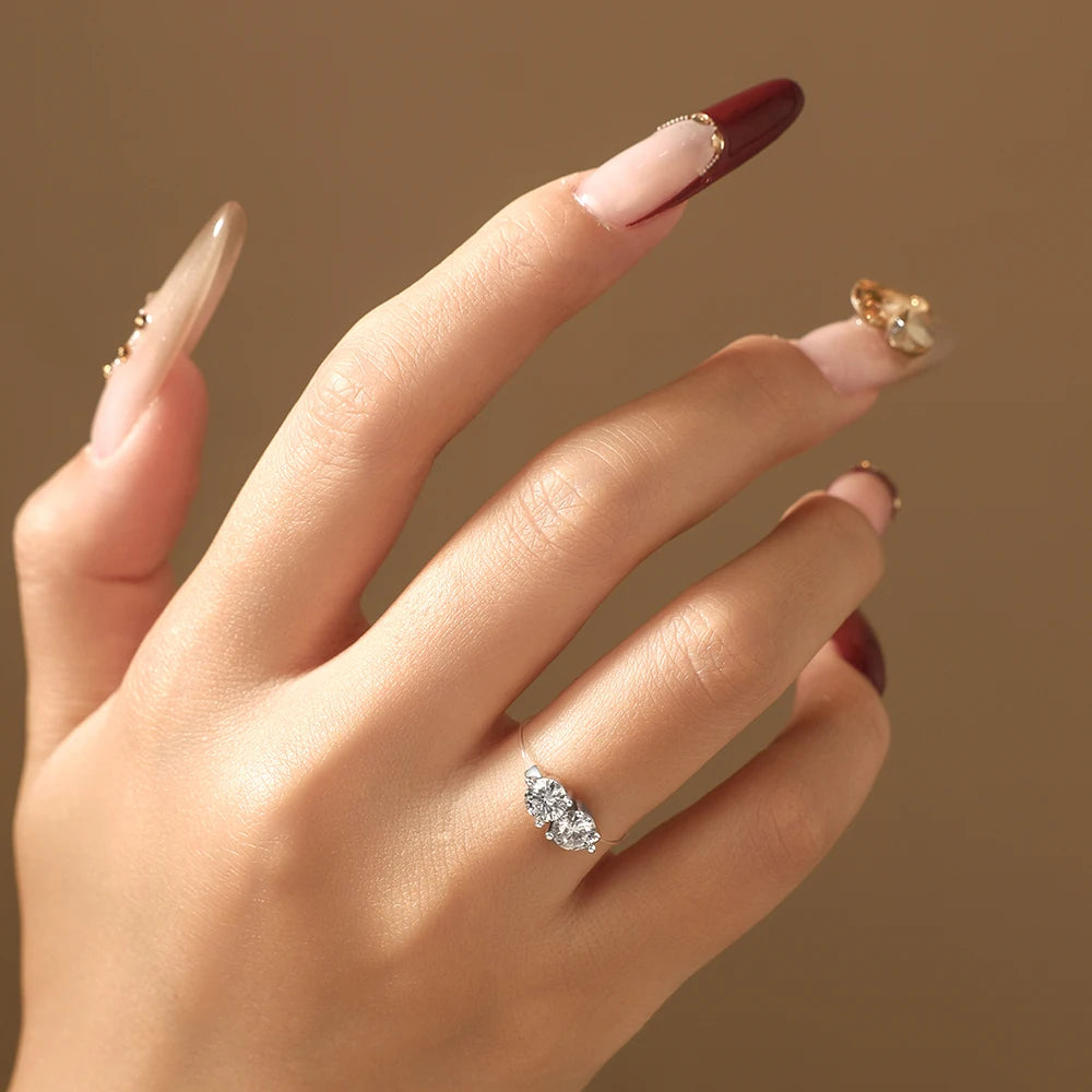 1 CTTW Round Cut Moissanite Fishing Line Ring