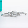 3CT Princess Cut D Color Moissanite Engagement Ring Bridal Sets.