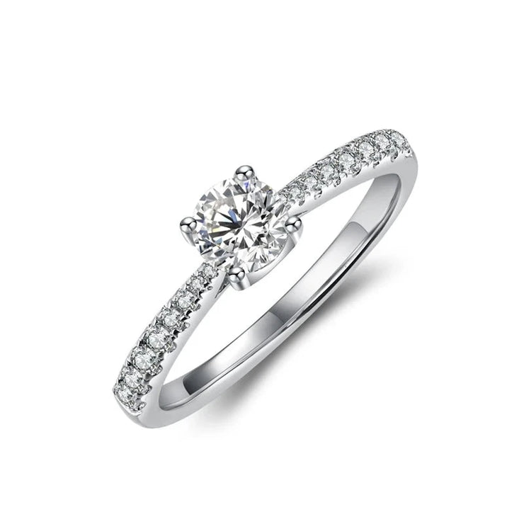 0.5CT Brilliant Cut Moissanite Promise Ring | 925 Sterling Silver.