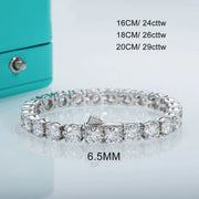 6.5mm 24-29cttw D Color Moissanite Diamond Tennis Bracelet.