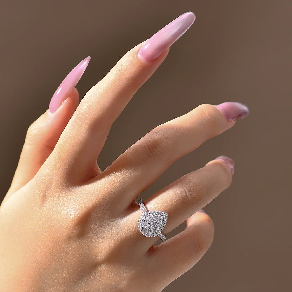 Vintage Round & Pear-Shaped Moissanite Bridal Ring