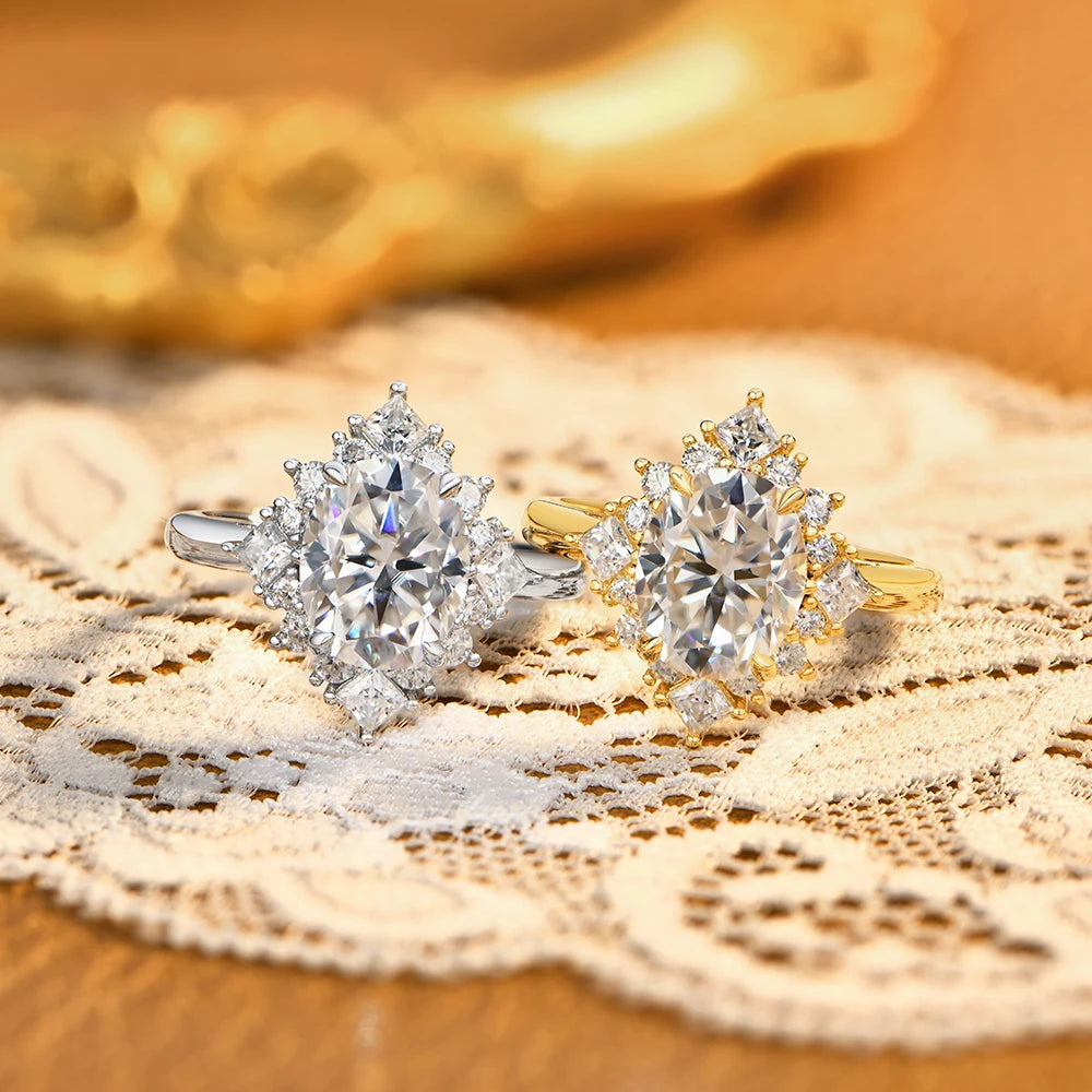 3 CT Snowflake Halo Moissanite Engagement Ring