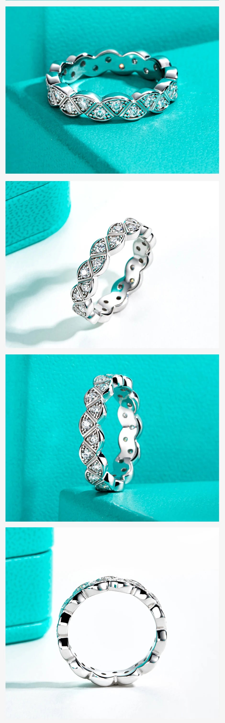 2 MM Leaf Eternity Moissanite Band Ring