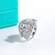 4 CTTW Angel Wing Moissanite Engagement Ring