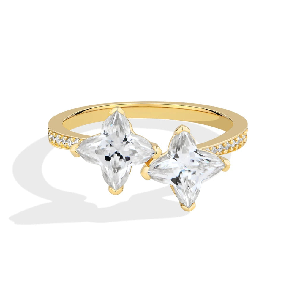 Four Leaf Clover Cut Moissanite Engagement Ring
